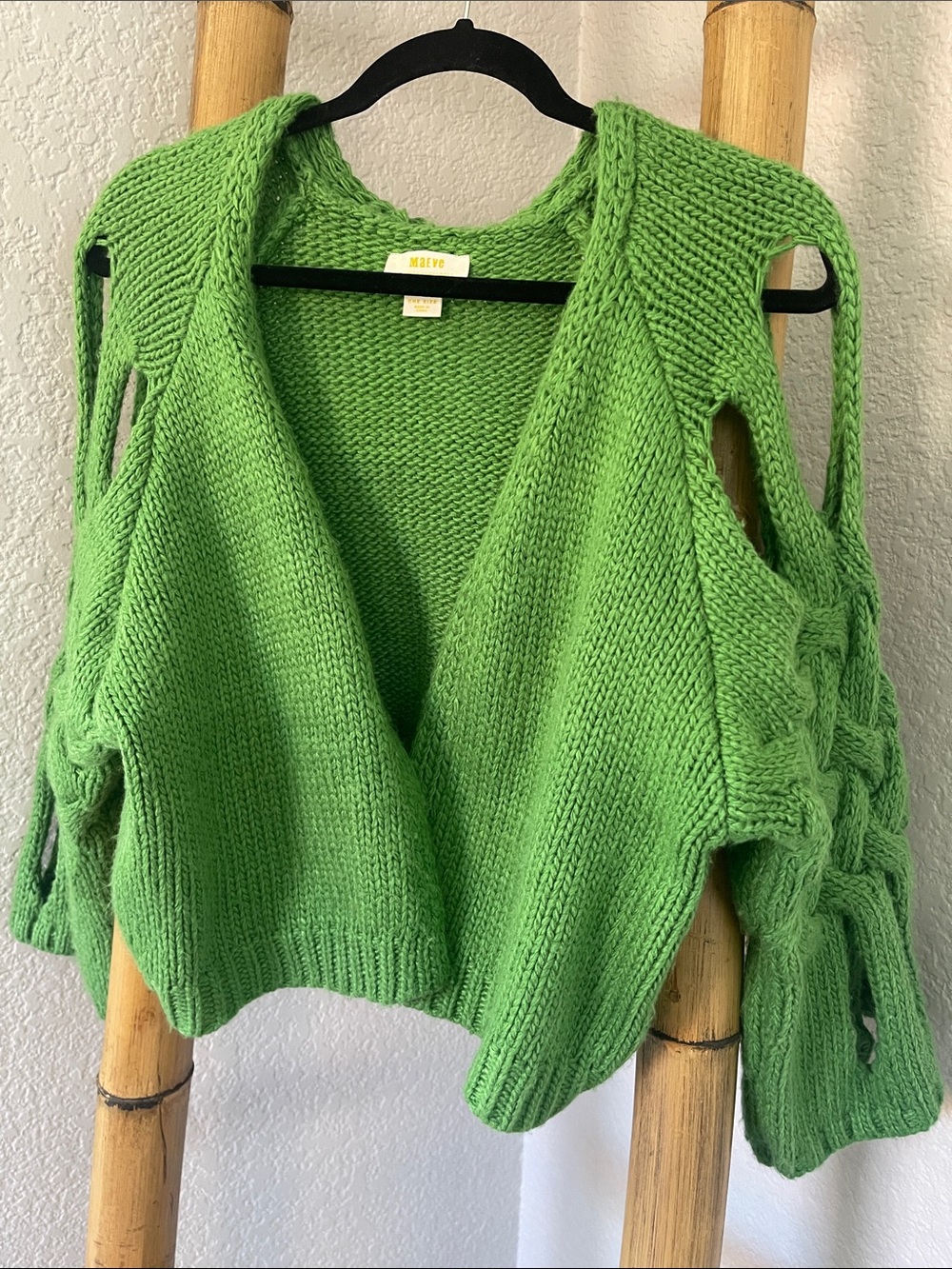 Anthropologie Maeve Abstract Cut Out Wide Sleeve Cardigan 🥬